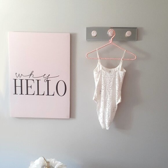 NWOT Zara white floral lace-like sheer / semi-sheer bodysuit, S - Picture 7 of 10